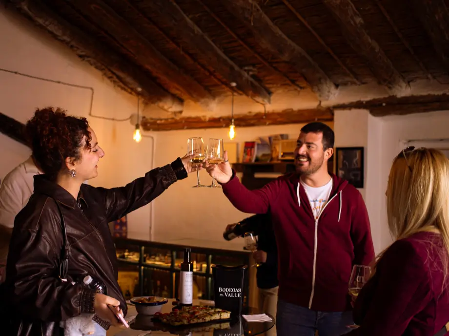 Toast kieliszkiem wina podczas degustacji wina w Utiel-Requena