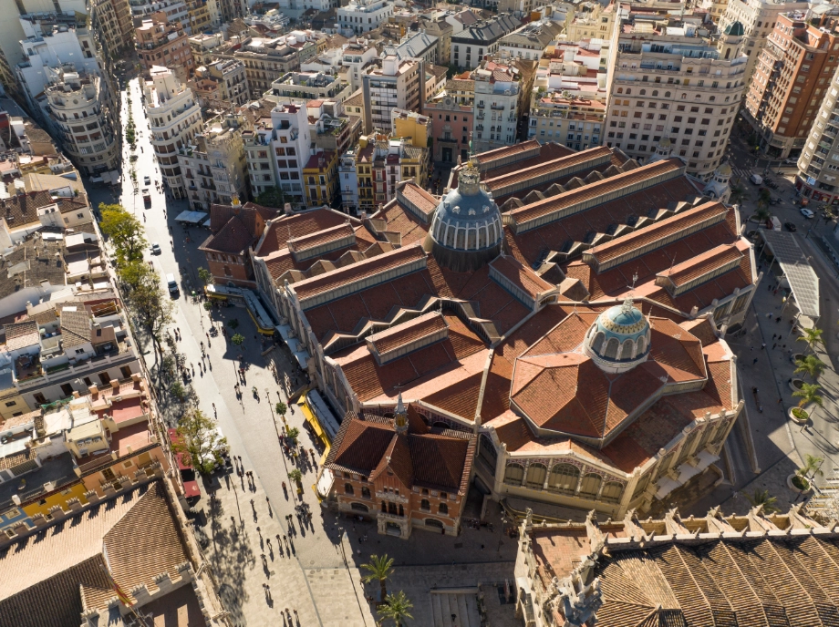 Vista aérea del Mercado Central de Valencia